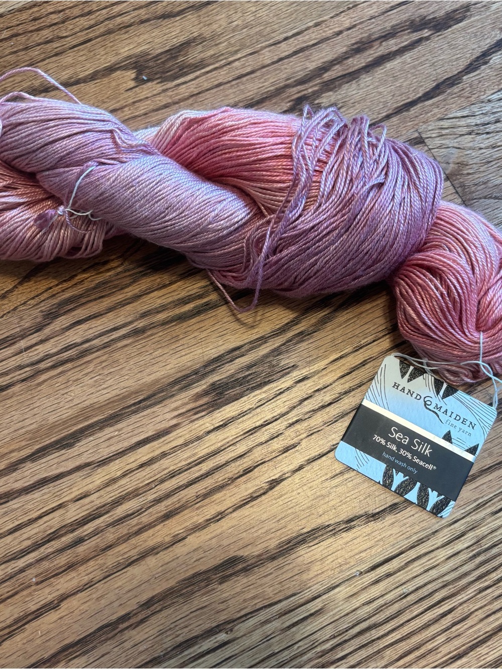 Hand Maiden Yarn Sea Silk 70% Silk 30% Seacell Cactus Flower Fingering Pink